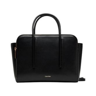 Calvin Klein Tassen, Dames, Zwart, ONE Size, Leer, Handtas met schouderband en binnenzak