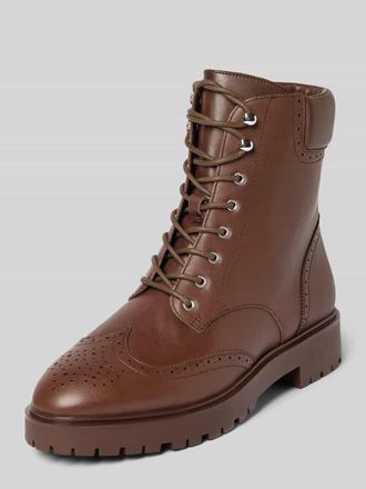 Lauren Ralph Lauren Schnürboots aus Leder mit Ziernähten Modell ALYSN in Mittelbraun, Größe 37,5