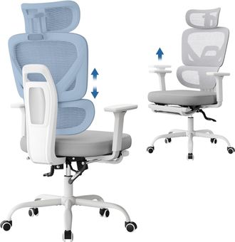 Woltu Woltu Silla De Escritorio De Oficina Ergon&oacute;mica Reclinable Con Reposabrazos 3d, Reposacabezas 3d, Soporte Lumbar Y Reposapi&eacute;s, Gris