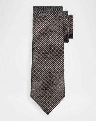 Ermenegildo Zegna Men & apos;s Geometric Oval Silk Jacquard Tie