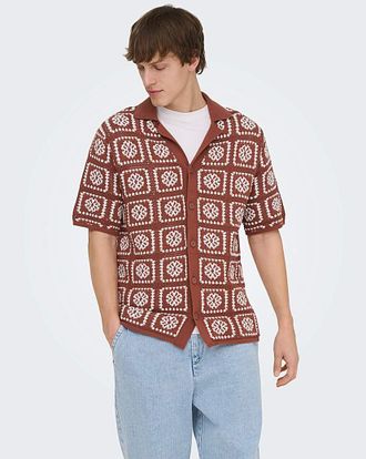 Only & Sons Bart Crochet Shirt - Rust