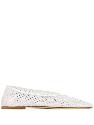 Dear Frances Balla crystal ballerina shoes - White