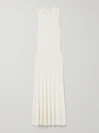 Zimmermann Abito Maxi In Cotone Punto A Giorno Wylie - Avorio