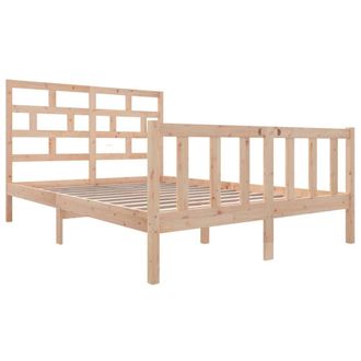 Berkfield Home Beautiful Bed Frame Solid Wood Pine 120x200 cm in Light Oak | Size: Small Double