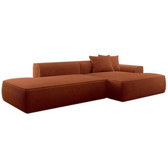 Vente-Unique Divano angolo a destra in Velluto a coste Terracotta - ERYNEL