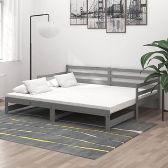 vidaXL Vidaxl - Sof&aacute; Cama Extra&iacute;ble Madera Maciza De Pino Gris 2x(90x200) Cm