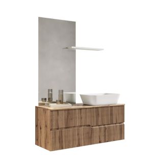 Aquadesign Mueble de ba&ntilde;o 4 piezas en mdf roble