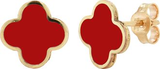 Italian Gold, Inc 14K Yellow Gold Clover Stud Earrings-Coral