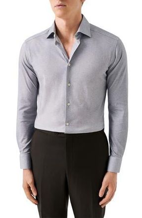 Eton Slim Fit Solid 4Flex Dress Shirt in Grey at Nordstrom Rack, Size 15