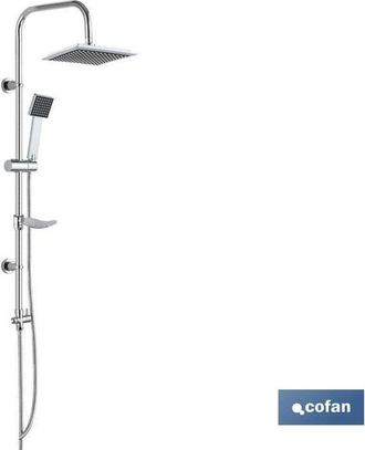 cofan Columna De Ducha Cuadrada 1 Funci&oacute;n, Columna De Ducha Cuadrada Para Ba&ntilde;o. El Kit Incluye: 1 Mango Con Una Funci&oacute;n De Hidroterapia, 1 Flexo Extensible 