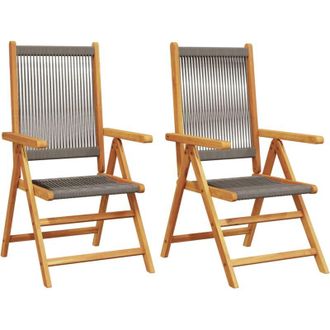 vidaXL Vidaxl - Sillas De Jard&iacute;n 2 Uds Madera Maciza Acacia Polipropileno Gris