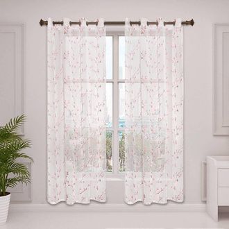 Woltu Woltu Tende Trasparenti Senza Occhielli Per Soggiorno Camera Da Letto 2 Pannelli Voile Rosa 140x225cm,tenda Senza Cinghie