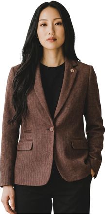 TruClothing Dames roestbruine wollen Tweed Herringbone geruite blazer - WS-1