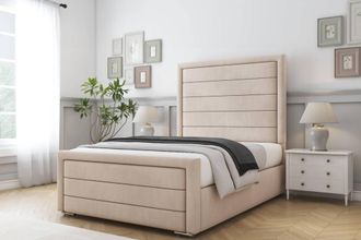Comfort Beds Anna Naples Bed Frame With Mattress-50 Upholstered in Light Sand | Size: Single