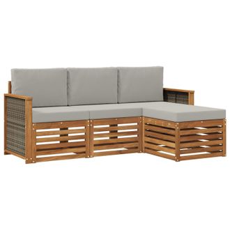 vidaXL Conjunto De Sof&aacute;s De Exterior 4 Pcs Natural Y Gris Claro Vidaxl