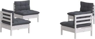 vidaXL Muebles De Jard&iacute;n 4 Pzas Con Cojines Antracita Madera De Pino Vidaxl