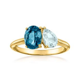 Ross-Simons London Blue Topaz and. Aquamarine Toi Et Moi Ring in 18kt Gold Over Sterling