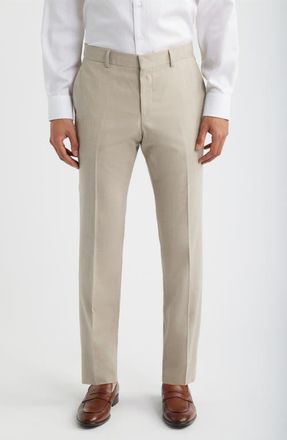 BOSS Genius Slim Fit Wool Blend M&eacute;lange Dress Pants in Open Beige at Nordstrom, Size 30