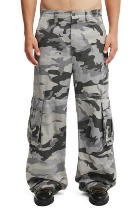 Cotton On Mens Super Baggy Cargo Pant in Grey Camo at Nordstrom, Size 32