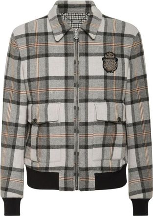 Billionaire Boys Club Wool Check Jacket Crest - Heren - Bomber jackets - Beige - 2XL - Wol - Jassen