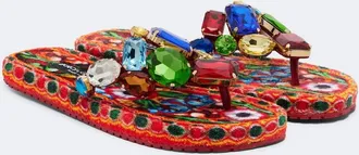 Dolce & Gabbana Embellished leather thong sandals