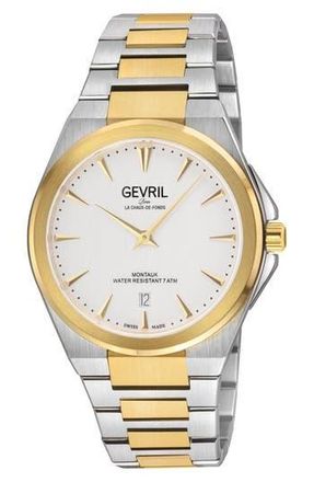 Gevril Group Montauk Stainless Steel Bracelet Watch, 40mm in Silver/Yellow Gold at Nordstrom Rack