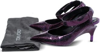 Tom Ford 90 mm pumps met slangen-effect en enkelbandje - Paars