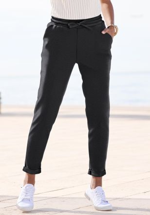 Vivance Jogger Pants VIVANCE, Damen, Gr. 34, N-Gr, schwarz, Jersey, Obermaterial: 79% Polyester, 19% Viskose, 2% Elasthan, unifarben, figurumspielend kn&ouml;chelf