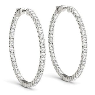 Pompeii3 1.80 Ct ct Diamond Inside Outside Hoops Vault Lock 14K White Gold 30mm Tall