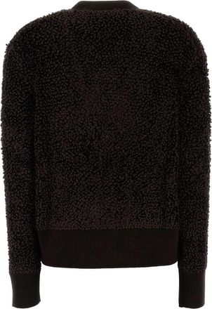 Ferragamo Womens Dark Brown Boucle Cardigan Darkexpresso Maglieria Sweater