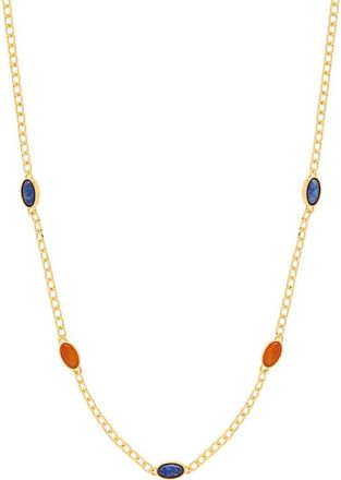 Estella Bartlett Lapiz Lazuli & Red Agate Chain Necklace in Blue/red/gold at Nordstrom