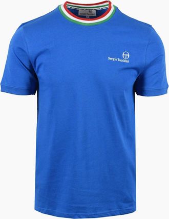 Sergio Tacchini Mens SERGIO TACCHINI RAINER FC T-SHIRT STRING BLUE/FERN GREEN/ADRENALINE RED - Size: 38