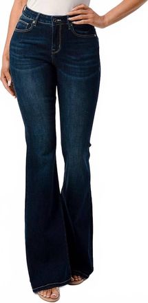 Grace in L.A. Womens Mid-Rise Flare Jeans In Dark Denim