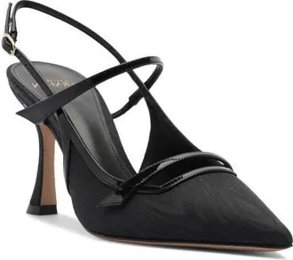 Alexandre Birman Tita Moir&eacute; Pointed Toe Slingback Pump in Black at Nordstrom, Size 11.5