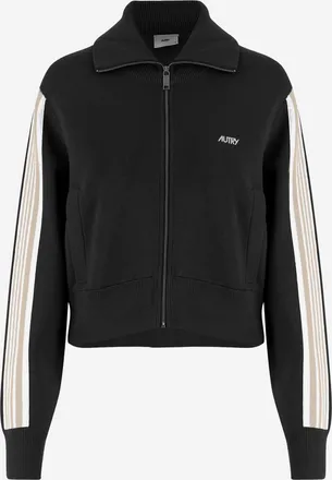 Autry viscosemix sweatshirt met ritssluiting en zijstrepen