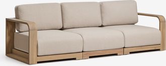 Sklum Sof&aacute; Modular De Jard&iacute;n De 3 Piezas Con Reposabrazos En Madera De Acacia Brivori Sklum