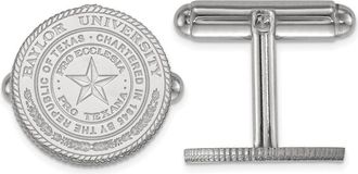 Diamond2Deal Sterling Silver Rhodium-plated Baylor University Crest Cuff Links