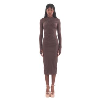 Aniye By Scandal Midi-jurk met overslag - Dames - Casual kleedjes - Bruin - L - Polyester - Kleedjes
