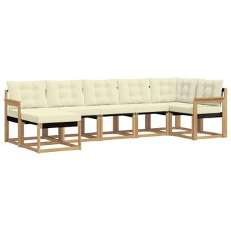 vidaXL Conjunto De Sof&aacute;s De Exterior Con Coj&iacute;n 7 Pcs Blanco Y Crema Vidaxl