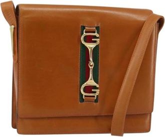 Gucci Pre-owned Cross Body Bags, female, Brown, Size: ONE SIZE Pre-owned Leather Cross Body Bag