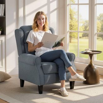 HOMCOM Recliner Armchair, Fabric Recliner Chair in Grey