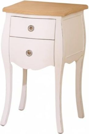 Wabi Home Mesita de noche de madera tintada en blanco 40x67cm