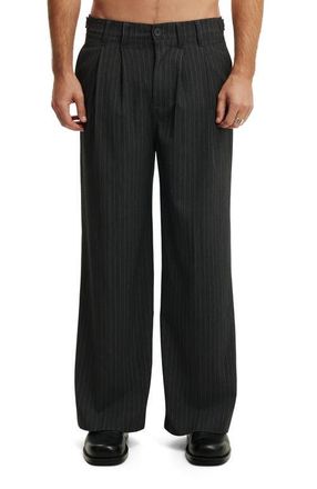 Cotton On Mens Super Baggy Pleated Pant in Dark Charcoal Pinstripe at Nordstrom, Size 36