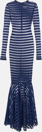 Norma Kamali Striped mesh gown