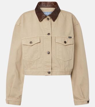 Prada Giacca cropped di jeans con pelle