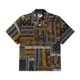 Obey Korte mouw Cubaanse overhemd Navy Multi - Heren - Korte mouwen Overhemden - Veelkleurig - S - Katoen - Overhemden