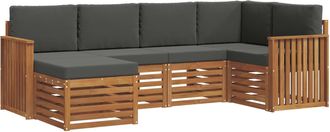 vidaXL Conjunto De Sof&aacute;s De Exterior 6 Uds. Natural Y Antracita Vidaxl