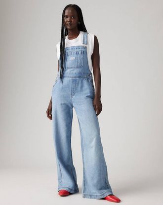 Levi's Xl Overall Women Blue Denim Straight Leg Oversized One-Piece DDR313