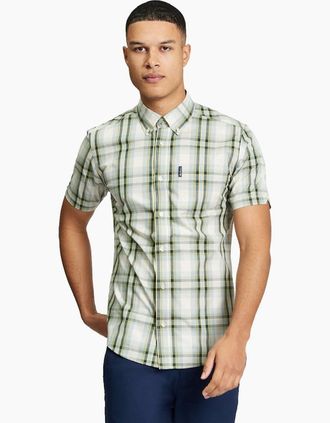 Ben Sherman Mens Ben Sherman Mens Classic Check Short Sleeve Shirt - Green - Size: 38/Regular
