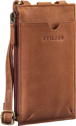 STILORD Tali Small Phone Purse Anti Theft Crossbody Bag Women Passport Holder Travel Wallet Genuine Leather Shoulder Bag, Colour:mocca - dark brown